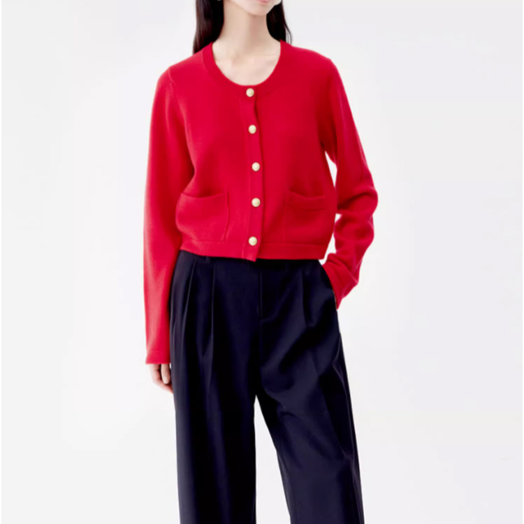 เสื้อคาร์ดิแกนคอกลมสไตล์ชาแนล