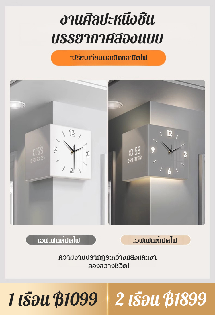 นาฬิกาแขวนผนังมุมสไตล์ Ins 
