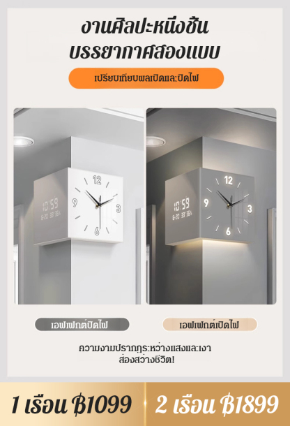 นาฬิกาแขวนผนังมุมสไตล์ Ins 