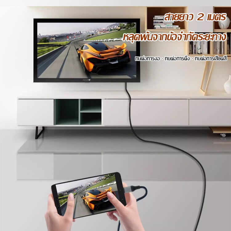 สายเชื่อมต่อหน้าจอมือถือและแท็บเล็ตเข้าทีวี แบบ4 K