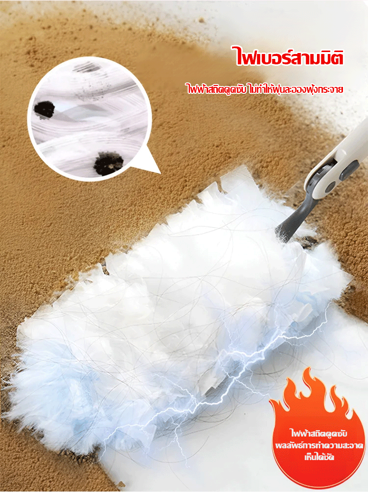 【ไฟฟ้าสถิตดูดซับ】ไม้ปัดฝุ่นไมโครไฟเบอร์