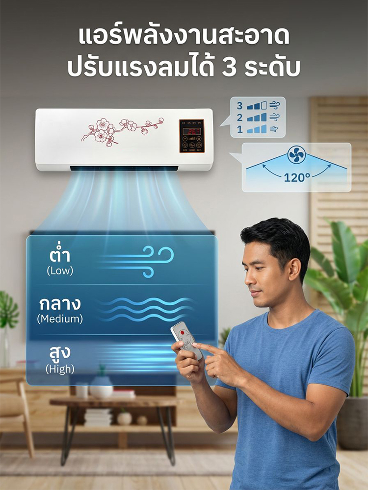 เครื่องปรับอากาศติดผนังสำหรับใช้ในบ้าน แบบร้อนเย็น
