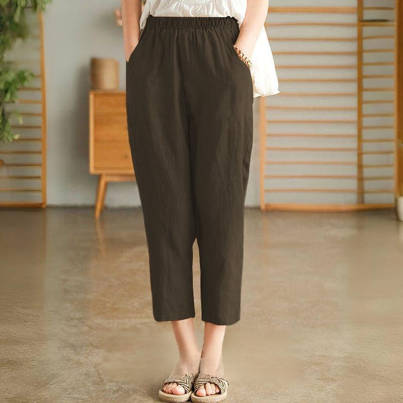 【天皇御用の富士吉田百年工房製】夏用の無地の綿麻サルエルパンツ