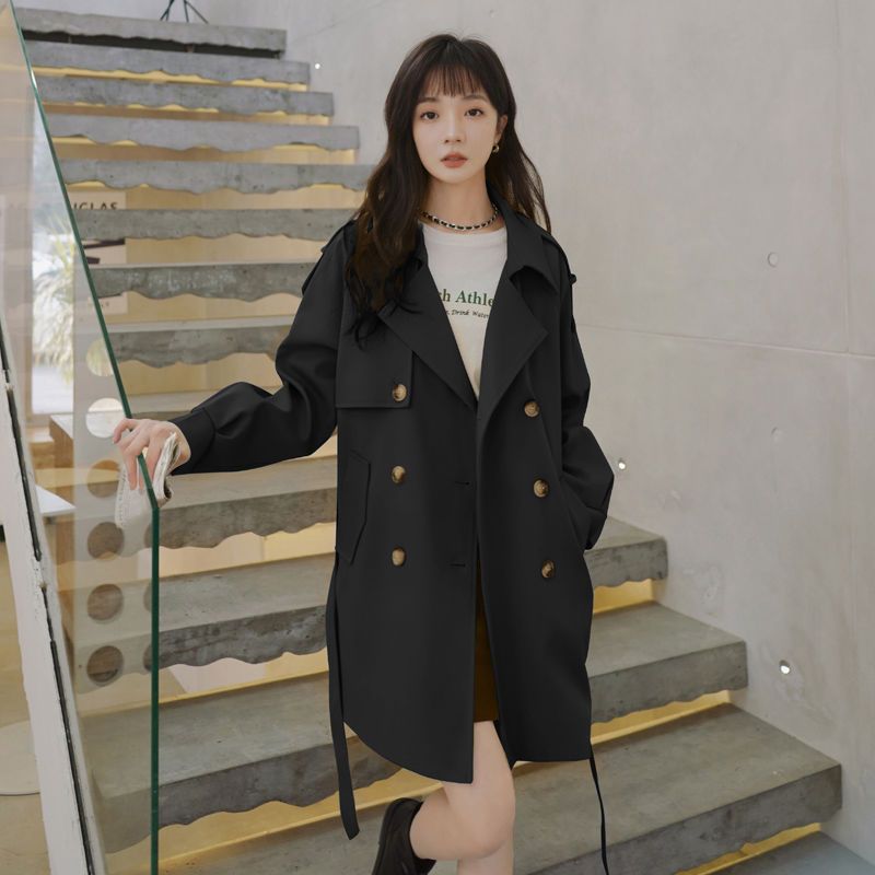 [고급 분위기] 여성용 윙팁 패션 미디롱 트렌치코트