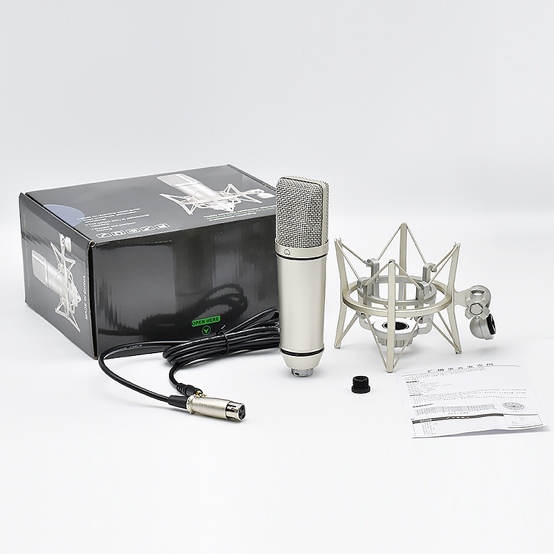 U87 Large-diaphragm Studio Condenser Microphone with XLR and USB Outputs, Shock Mount and Pop Filter for Music Production, Vocal Recording and Podcasting