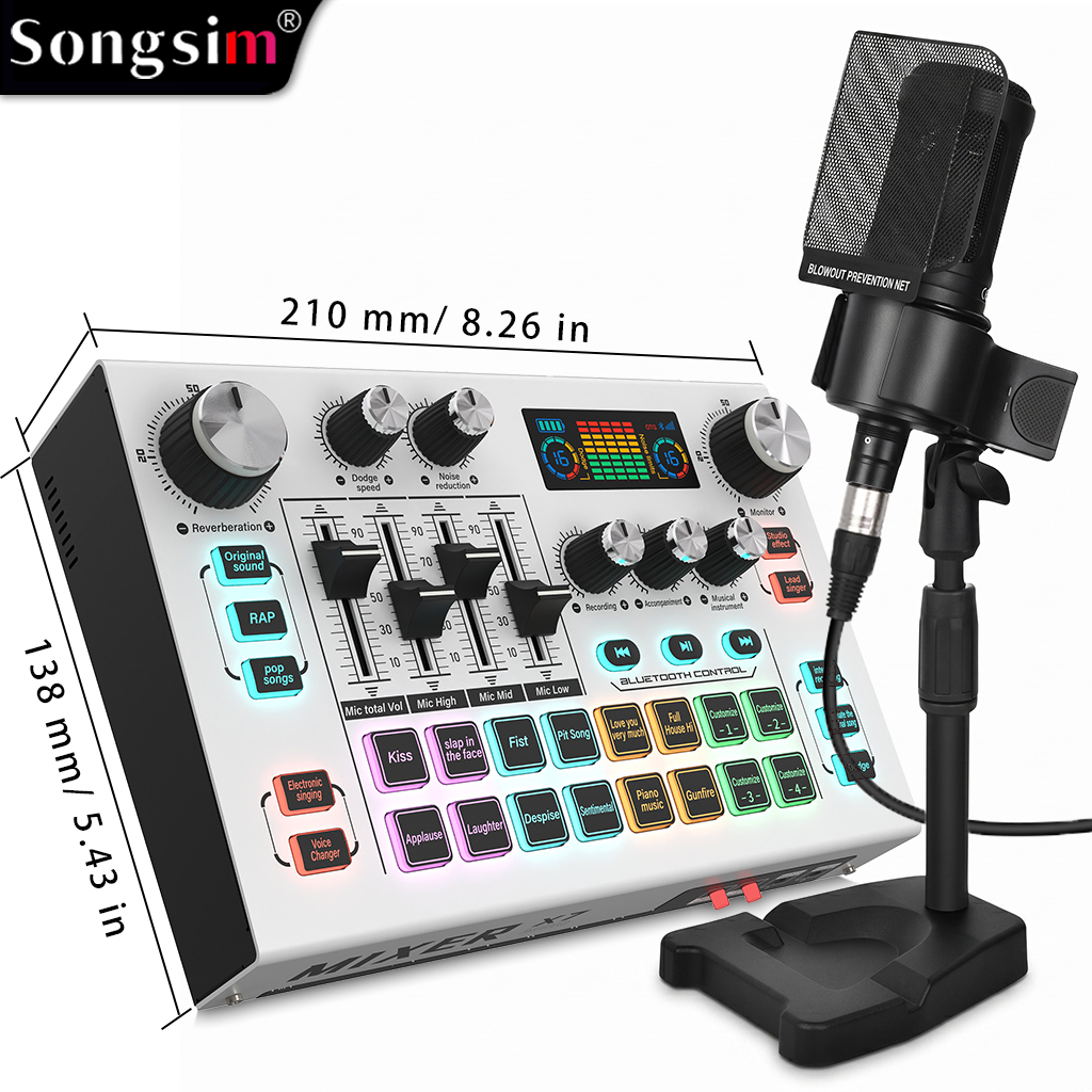 Professional audio bundle featuring the X7 real-time sound card and AT2020 studio microphone; supports OTG transmission, scene simulation, EQ adjustment, and 48V phantom power—ideal for gaming, singing, live streaming, and recording.