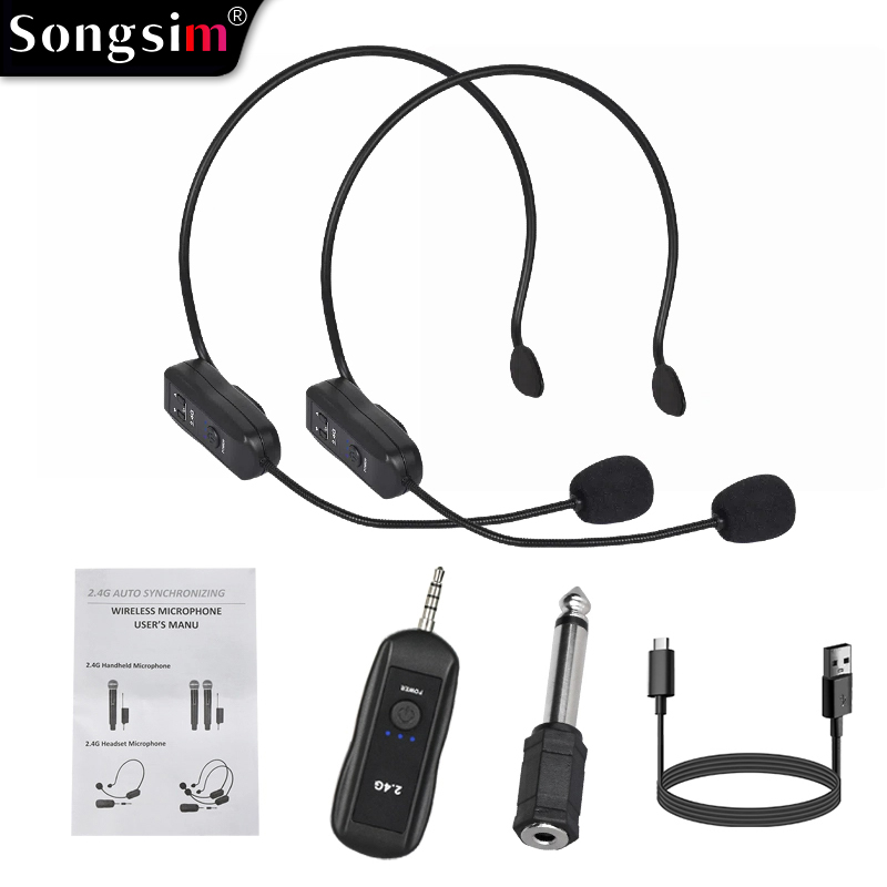Wireless headset microphone, 2-in-1 headset and handheld design (detachable), 160-foot effective range.