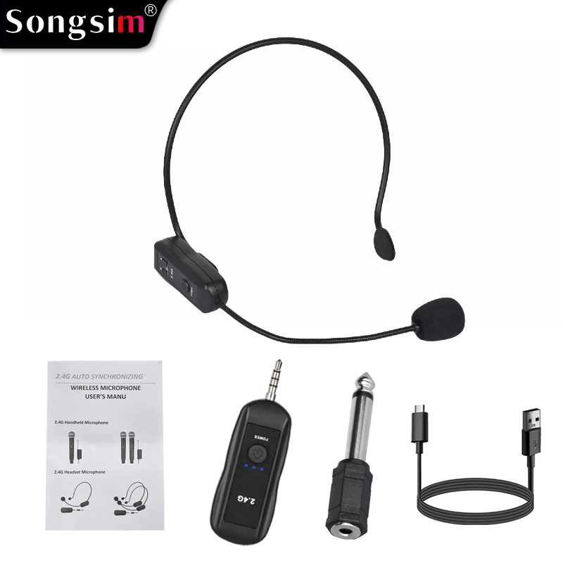 Wireless headset microphone, 2-in-1 headset and handheld design (detachable), 160-foot effective range.