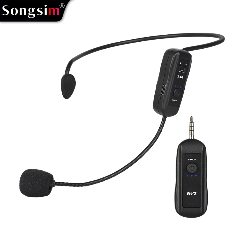 Wireless headset microphone, 2-in-1 headset and handheld design (detachable), 160-foot effective range.