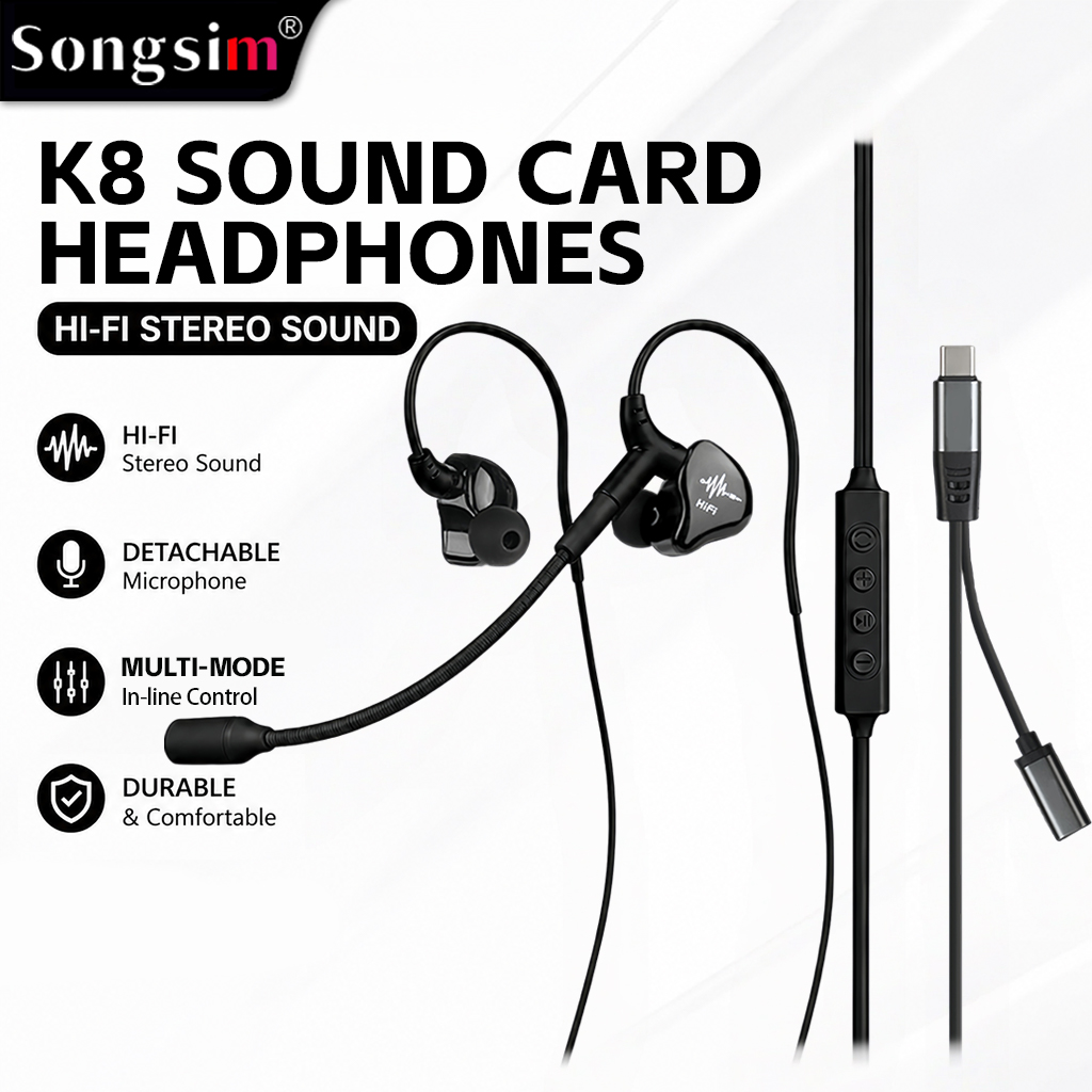 K8 Multifunctional Gaming Headset: Features professional 6D surround sound, detachable microphone, and multifunction controls. Supports scenario-based audio modes and reverb adjustment. Equipped with an intelligent noise-canceling microphone and designed 