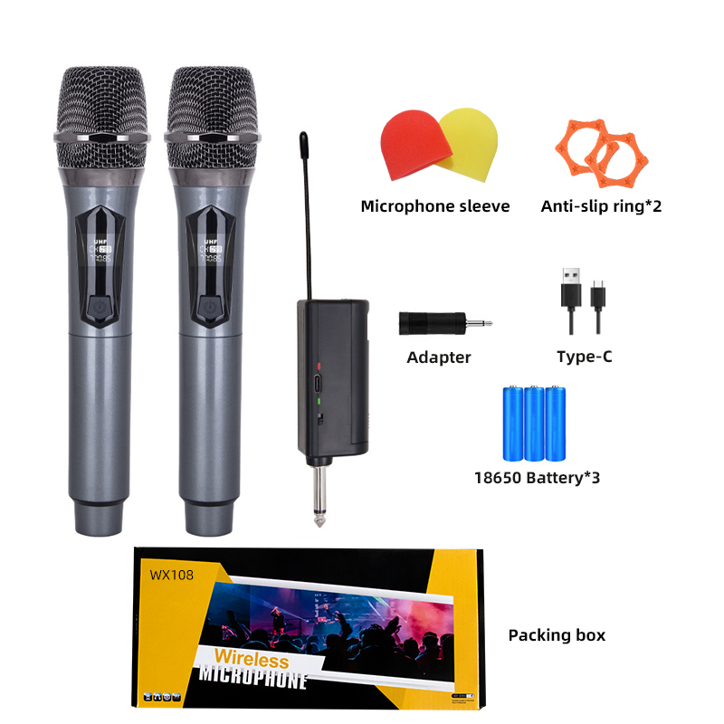 Wireless Microphone,Rechargeable Wireless Dual UHF Microphone,Dual Handheld Dynamic Wireless Mic for Karaoke Singing, Wedding, DJ, Party, Speech, Church, Class Use,PA System