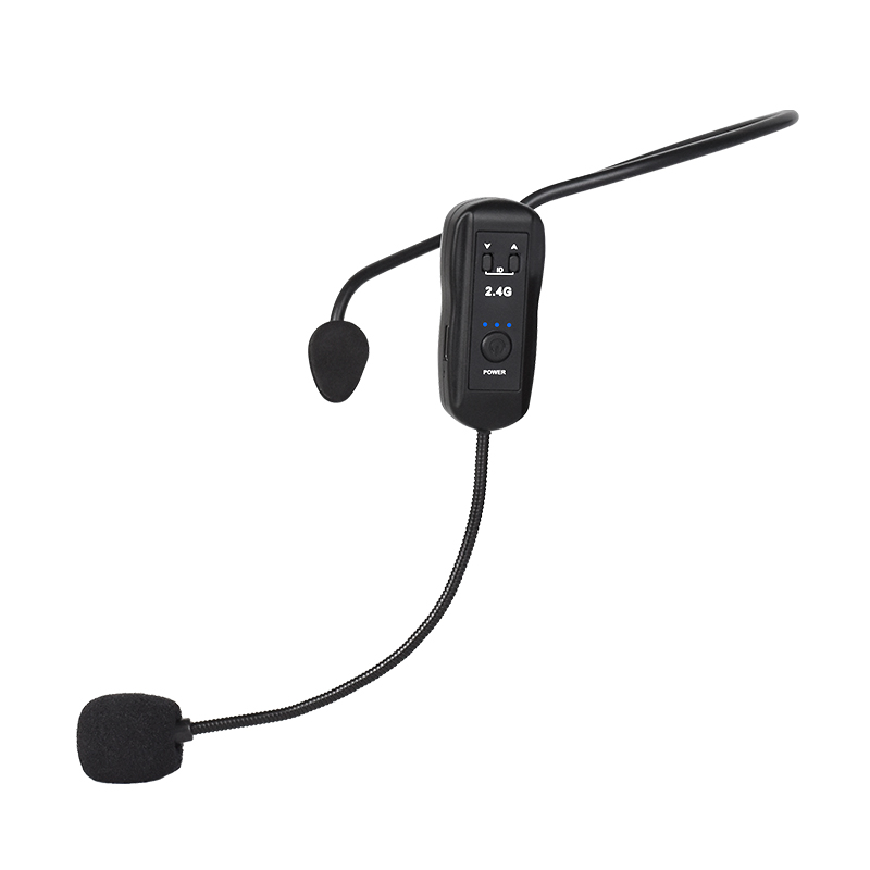 Wireless headset microphone, 2-in-1 headset and handheld design (detachable), 160-foot effective range.