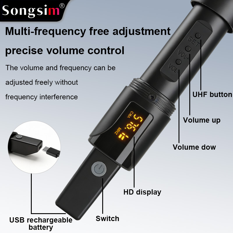 The WX20 handheld wireless microphone system features professional-grade UHF adjustable frequencies and ultra-long-range reception with a strong, stable signal. It boasts a high-quality, durable metal housing and supports both 6.35mm and 3.5mm connections