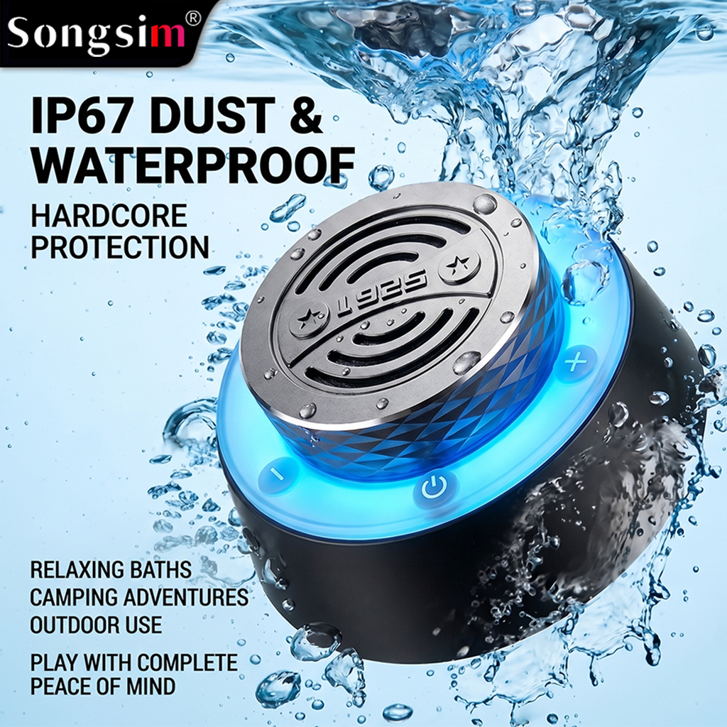 BR001 Portable Wireless Bluetooth Speaker – supports pairing two units together; features high-definition, high-volume sound and stable long-range connectivity; IP67 waterproof rating; suitable for various settings including bedrooms, bathrooms, outdoors,