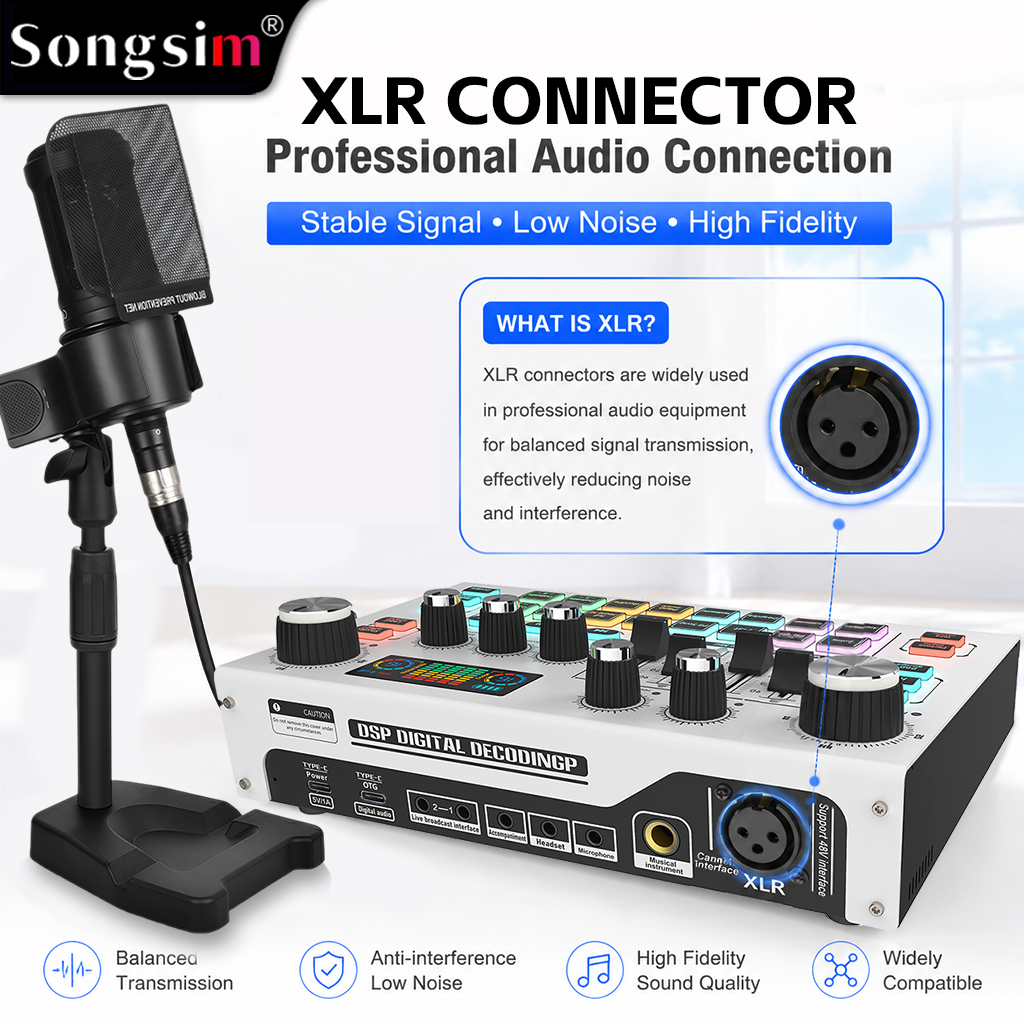 Professional audio bundle featuring the X7 real-time sound card and AT2020 studio microphone; supports OTG transmission, scene simulation, EQ adjustment, and 48V phantom power—ideal for gaming, singing, live streaming, and recording.