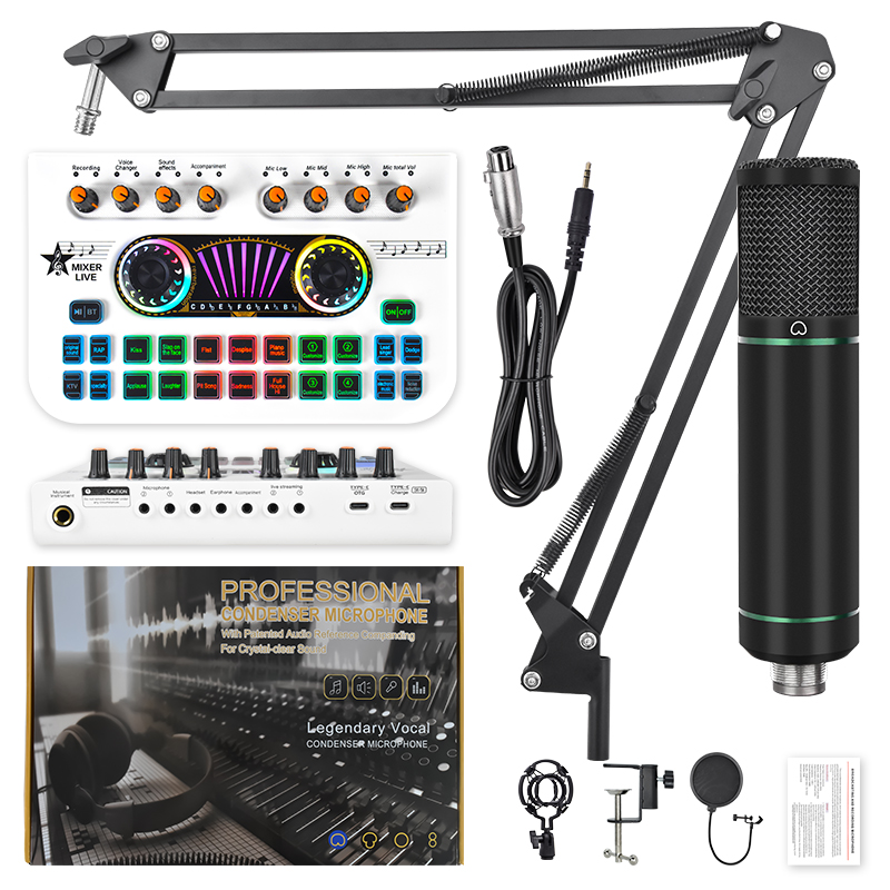 Podcast Equipment Bundle, X3 Voice Changer with F22 Podcast Microphone Bundle - Studio Condenser Microphone Perfect for Podcasting, Recording, Singing, Streaming and Gaming