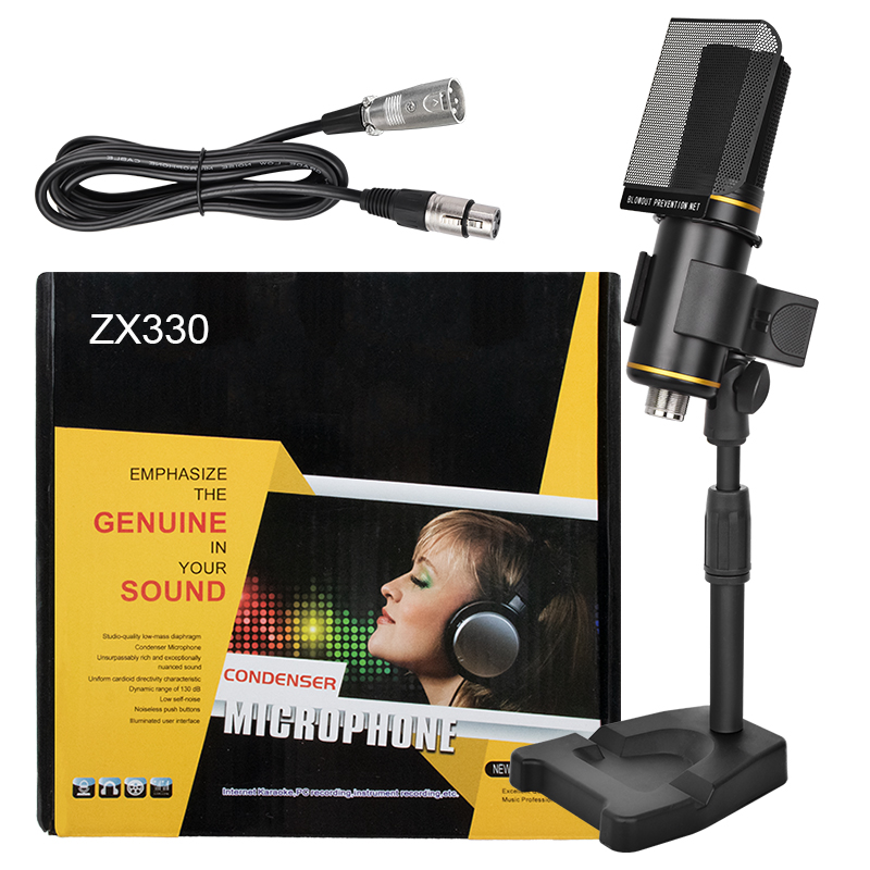 ZX330 Large-diaphragm Studio Condenser Microphone with XLR and USB Outputs, Shock Mount and Pop Filter for Music Production, Vocal Recording and Podcasting