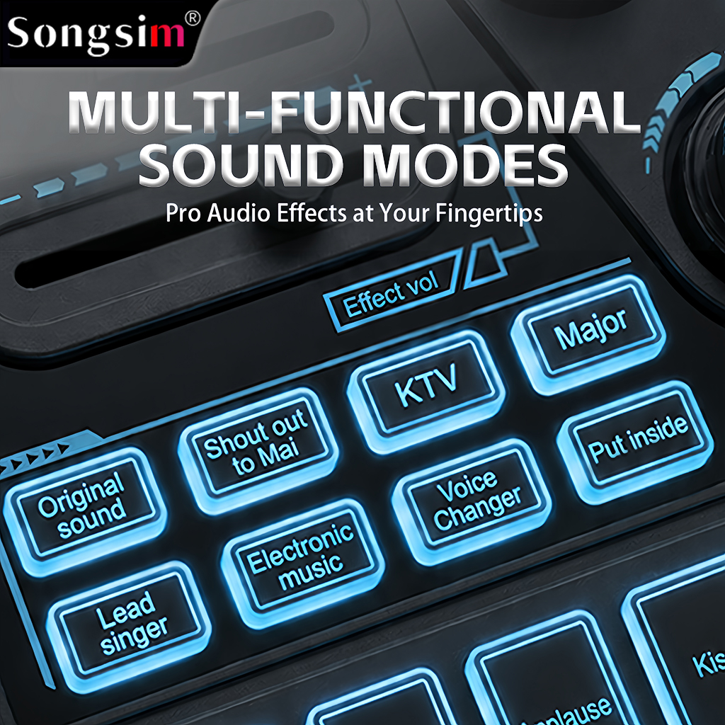 The SX91 live mixing console/audio interface features an XLR microphone input and supports lossless OTG transmission, EQ adjustment, volume faders, one-touch mute, and 48V phantom power, making it suitable for a wide range of scenarios such as podcasting,