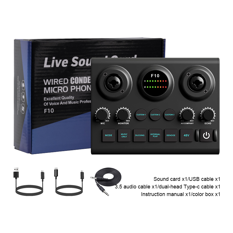 F10 Bluetooth Mini Audio Podcast Mixer - Live Streaming For PC Computer iPhone