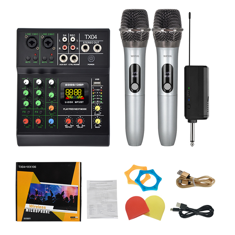 Professional Sound Mixer With Microphone Set External Sound Card Audio Mixer And Micro Kit TX04+WX106