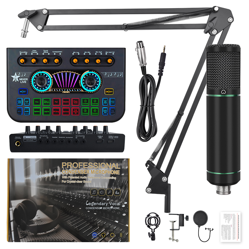 Podcast Equipment Bundle, X3 Voice Changer with F22 Podcast Microphone Bundle - Studio Condenser Microphone Perfect for Podcasting, Recording, Singing, Streaming and Gaming
