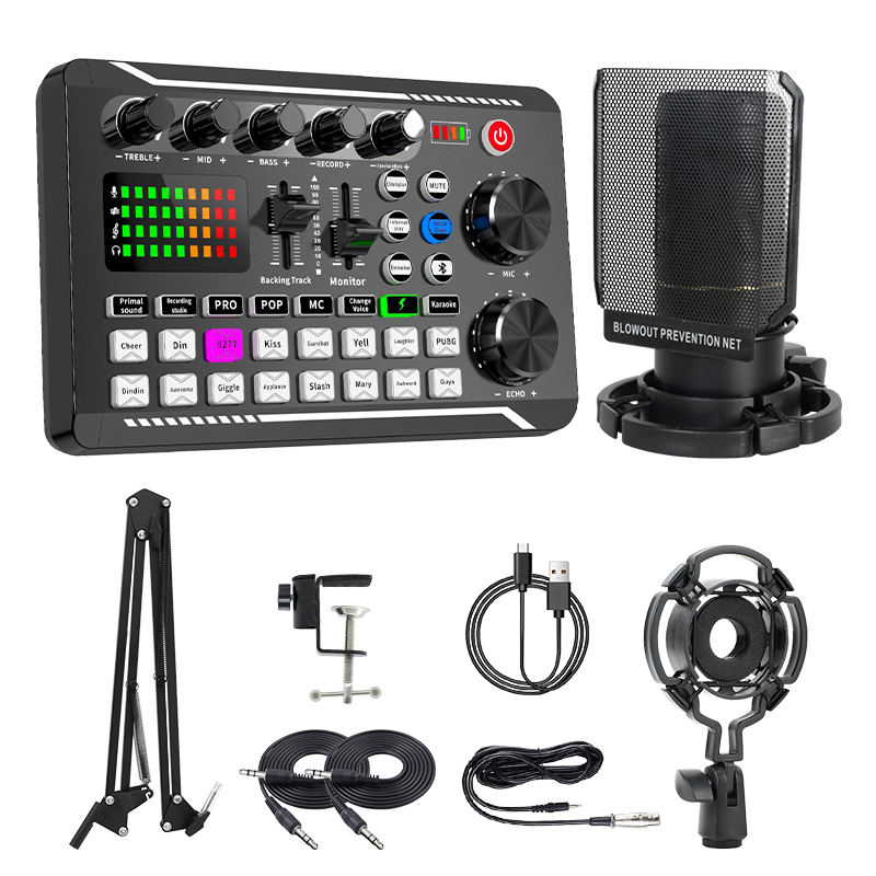 ZX320 Condenser microphone+F998 Sound Card Live Sound Card Special Equipment Set With Microphone For Karaoke Mobile Phone Computer Universal Set