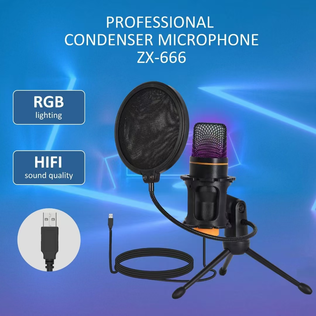USB Microphone, Computer Cardioid Condenser PC Gaming Mic with Tripod Stand & Pop Filter for Streaming, Podcasting, Vocal Recording, Compatible with Laptop Desktop Windows Computer
