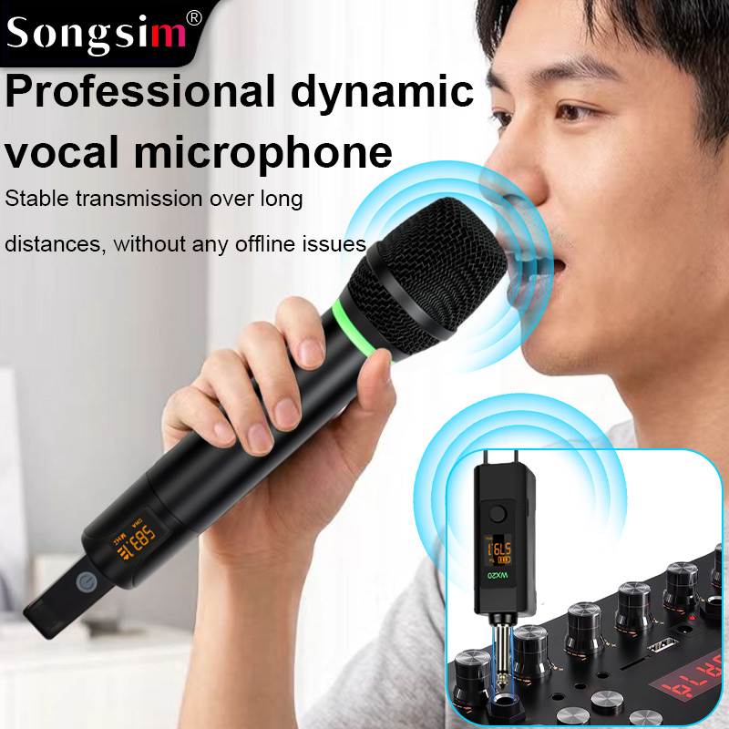 The WX20 handheld wireless microphone system features professional-grade UHF adjustable frequencies and ultra-long-range reception with a strong, stable signal. It boasts a high-quality, durable metal housing and supports both 6.35mm and 3.5mm connections