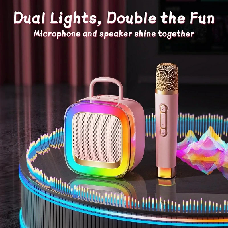 Kinglucky K88 Kids Pink Karaoke Machine,Mini Karaoke Machine With Wireless Microphones, Best Portable Karaoke Machine