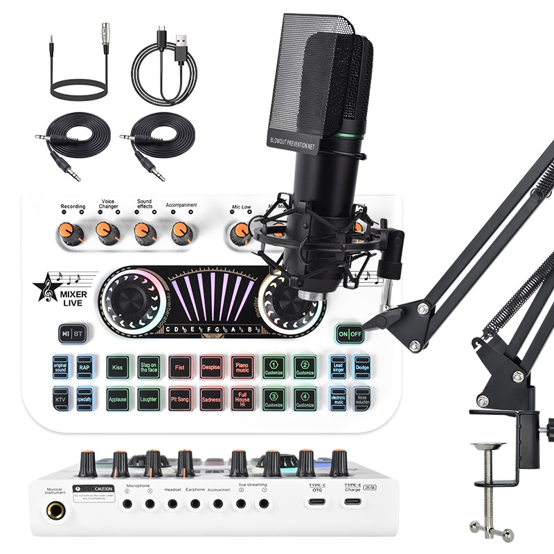 X3+U87 Podcast Equipment Bundle, Audio Interface with DJ Mixer and Condenser Microphone for PC/Laptop/Phone, Streaming/Recording/Podcasting
