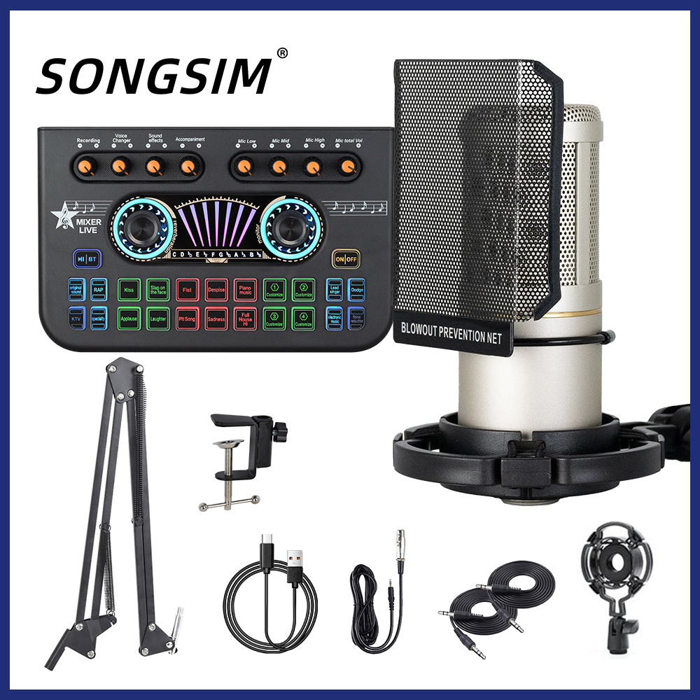Podcast Equipment Bundle,Audio Interface and DJ Mixes and ZX320 Condenser Microphone,Podcast Microphone, Studio Equipment with Mic Arm, Bluetooth for Podcast, Streaming, Voice Over, Singing, PC, DJ