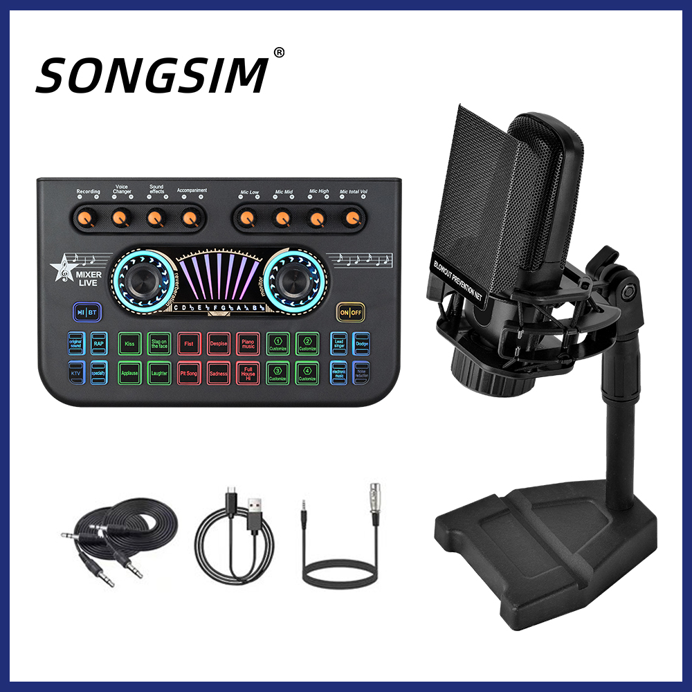 ZX85+X3 All-in-One Audio Interface DJ Mixer with Microphone, Stand,  Audio Mixer With Sound card for PC/Laptop/Iphone, Streaming/Podcasting/Gaming