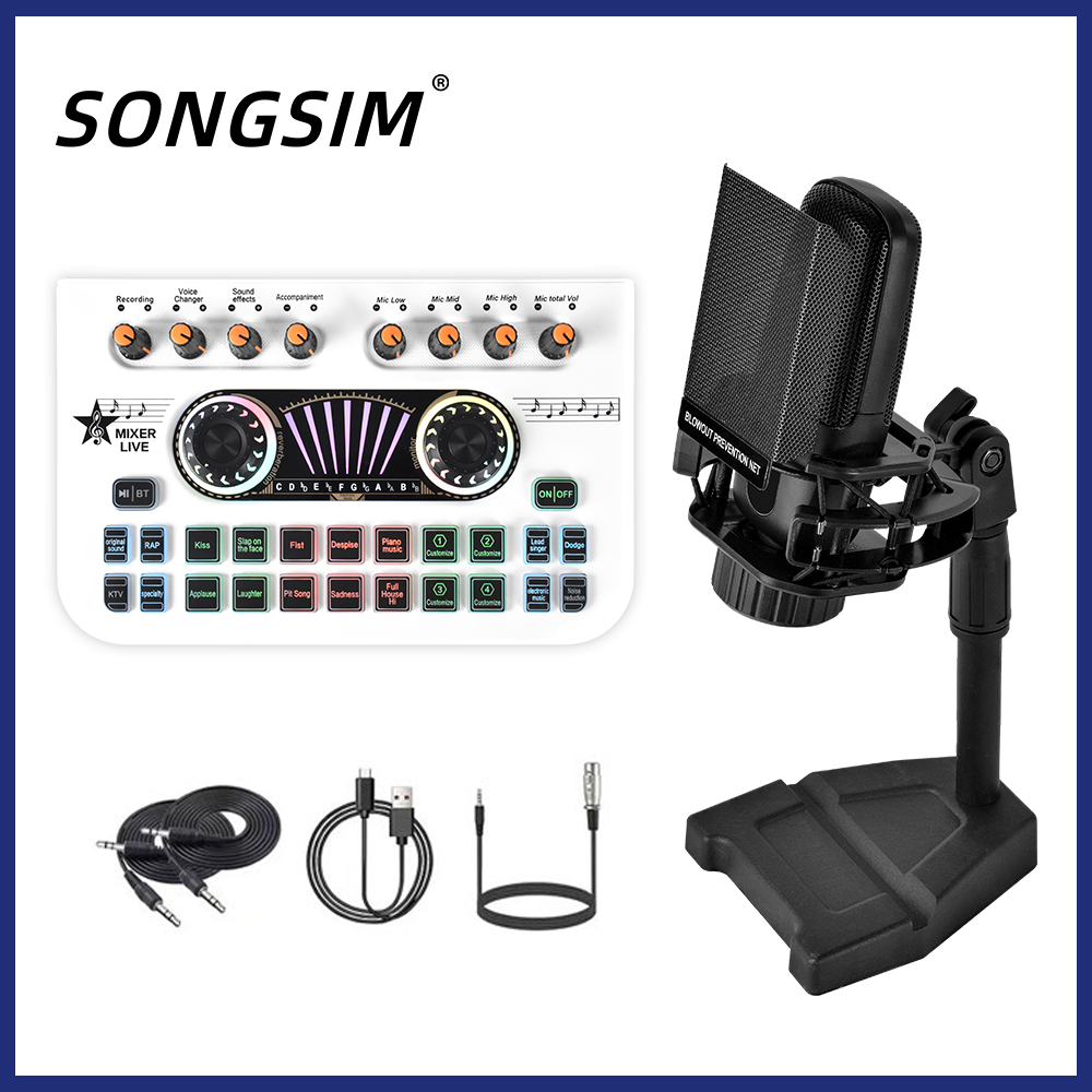 ZX85+X3 All-in-One Audio Interface DJ Mixer with Microphone, Stand,  Audio Mixer With Sound card for PC/Laptop/Iphone, Streaming/Podcasting/Gaming