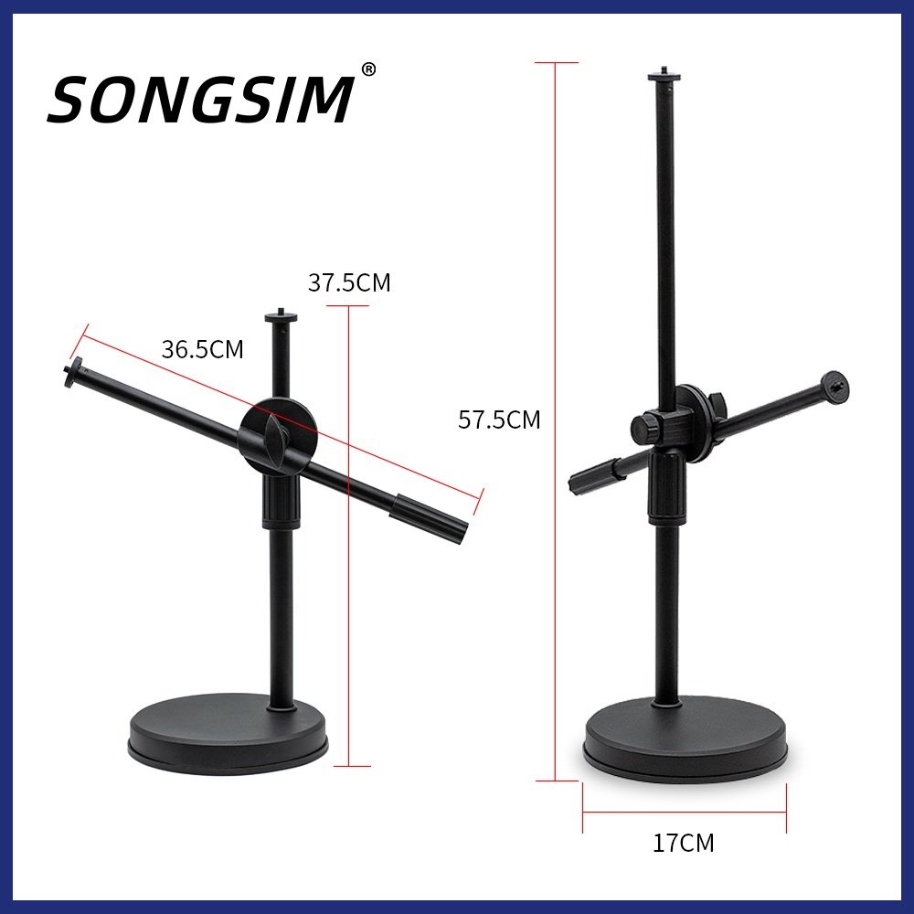 Desk Mic Stand - Upgraded Adjustable Table Microphone Stand Round Base Desktop Mic Stand
