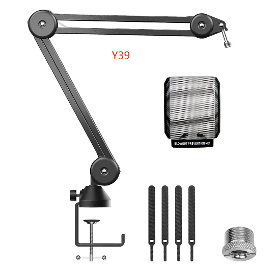Microphone Stand, Adjustable Mic Stand Set for Blue Yeti Nano Suspension Boom Scissor Arm Stand with 5/8" to 3/8" Screw, 5/8" to 1/4 Screw, Nano Mic Windscreen and Dual Layered Mic Pop Filter