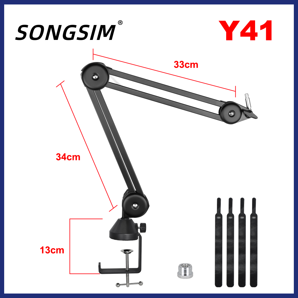 Microphone Stand, Adjustable Mic Stand Set for Blue Yeti Nano Suspension Boom Scissor Arm Stand with 5/8" to 3/8" Screw, 5/8" to 1/4 Screw, Nano Mic Windscreen and Dual Layered Mic Pop Filter