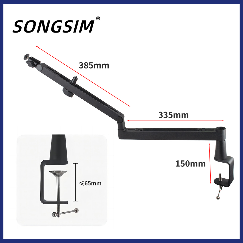 Mic Arm Desk Mount, Low Profile 360° Swivel Mic Boom Arm, Adjustable Microphone Arm with Detachable Rise Column and Built-In Cable Management for Streaming and Recording LIZARD Model.