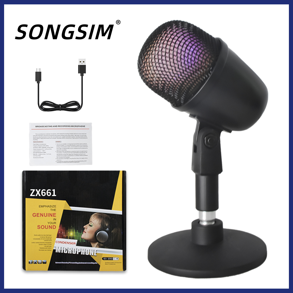 USB Microphone, Plug and Play Gaming Mic for PC, Mac, PS4/5, Podcast Microphone with RGB, Mute, Monitor, Noise Reduction, Volume Gain, Great for Recording, Streaming