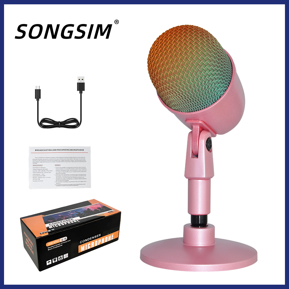 USB Microphone, Plug and Play Gaming Mic for PC, Mac, PS4/5, Podcast Microphone with RGB, Mute, Monitor, Noise Reduction, Volume Gain, Great for Recording, Streaming