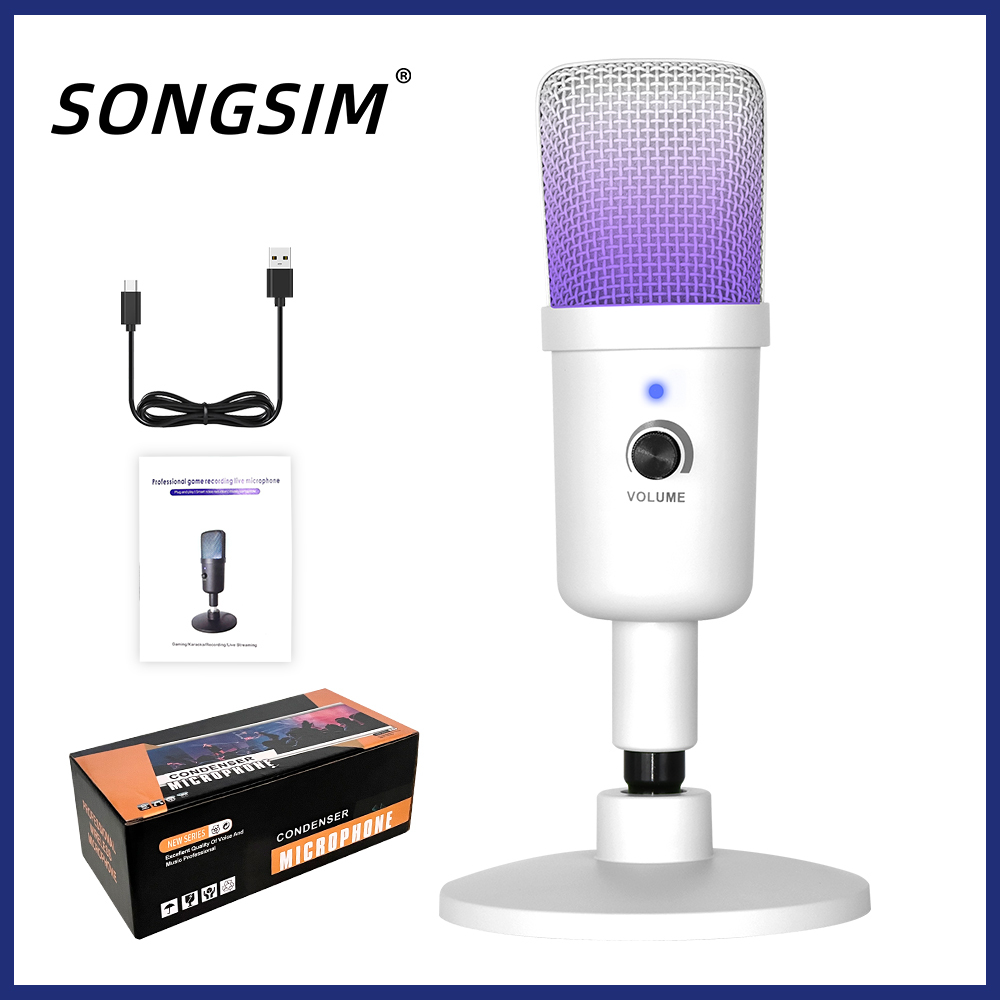 RGB USB Condenser Microphone for Gaming, Podcast & Streaming for PC, PS5, PS4, MAC, Laptops. Touch Mute - Gain Knob - Monitoring - Controllable RGB - PC Gaming Mic with Desk Stand
