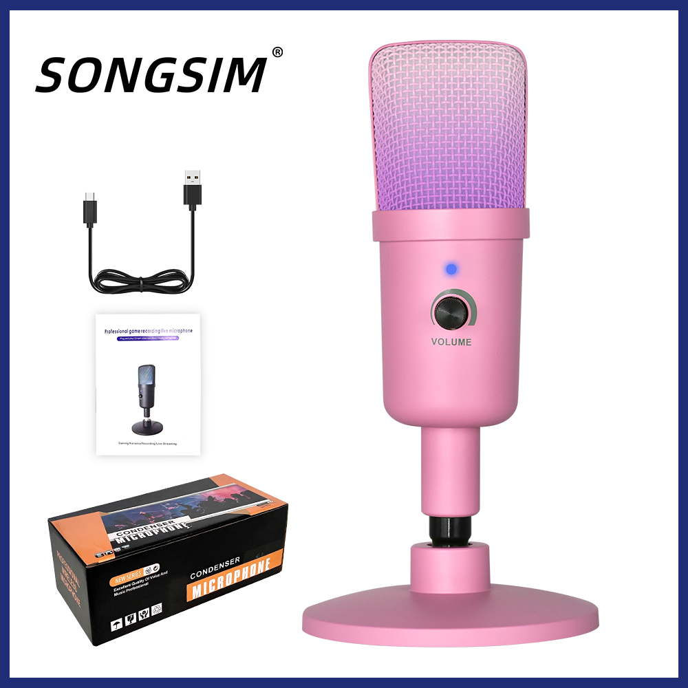 RGB USB Condenser Microphone for Gaming, Podcast & Streaming for PC, PS5, PS4, MAC, Laptops. Touch Mute - Gain Knob - Monitoring - Controllable RGB - PC Gaming Mic with Desk Stand