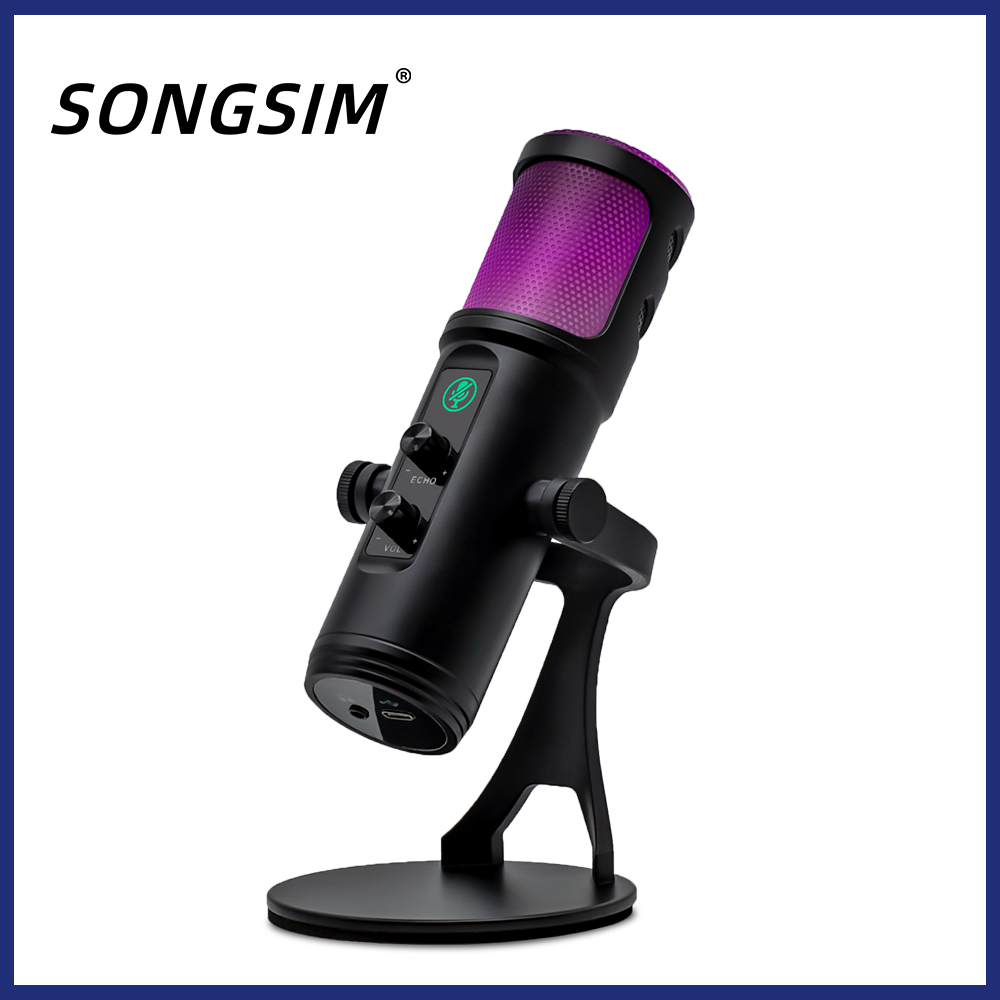 ZX776 Gaming USB microphone is suitable for PC PS5, condenser microphone with fast mute, RGB indicator light, popular filters, shock absorption bracket, gain control, Discord Twitch podcasting video
