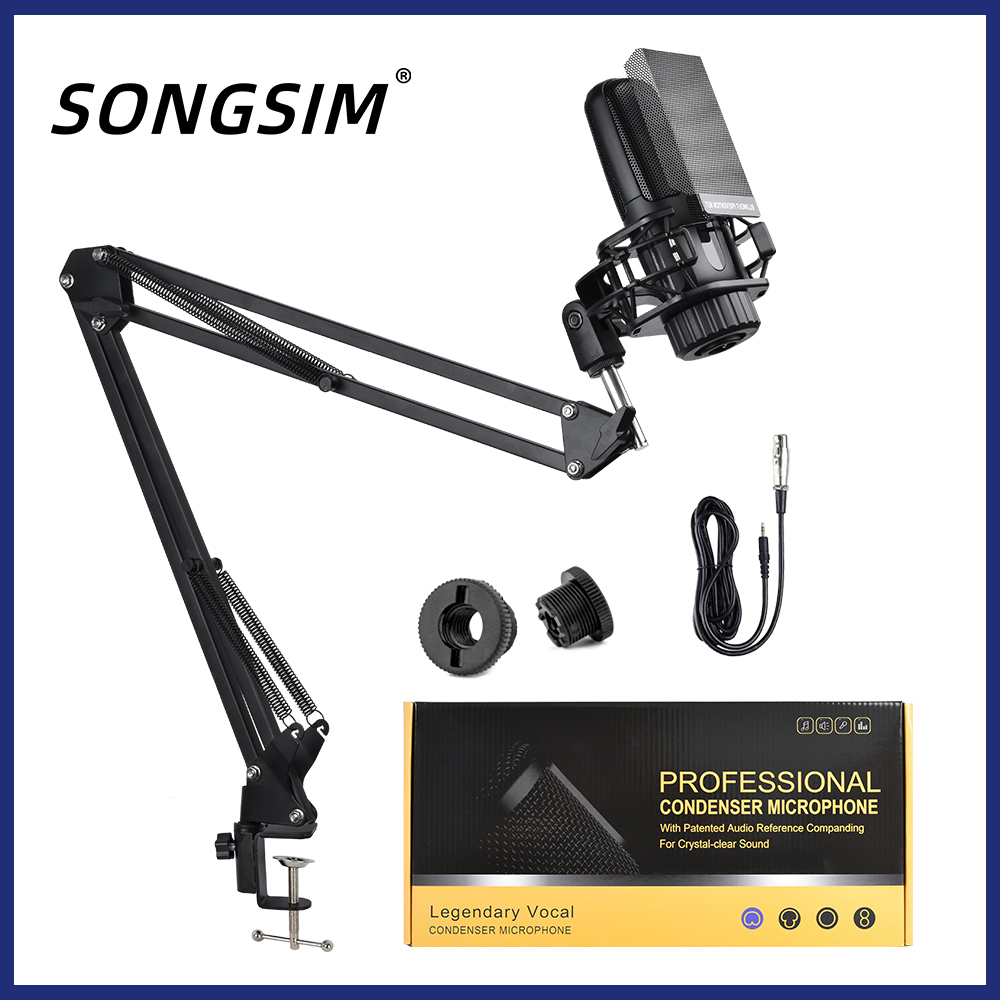 ZX85 PRO Microphone Set with Flexible Boom Arm Stand Pop Filter, Plug and Play with PC Desktop Laptop Computer, Streaming Podcast Instrument Mic Kit for Home Studio