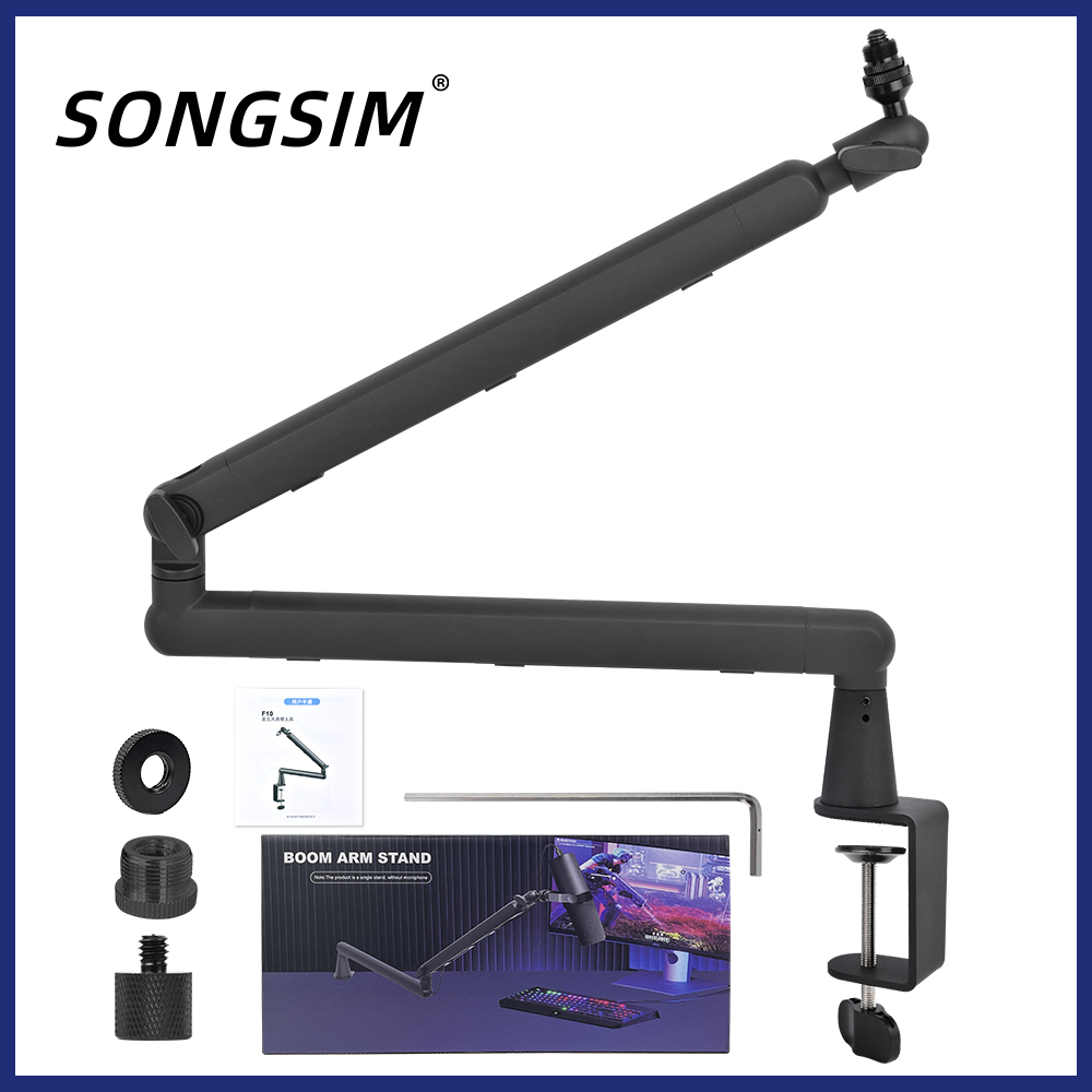 Mic Arm Desk Mount,  Adjustable Microphone Arm with Detachable Rise Column and Built-In Cable Management for Streaming