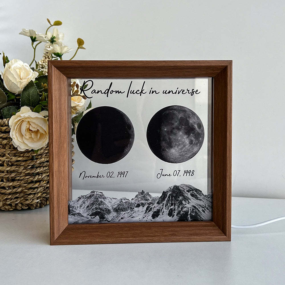 Custom Moon Phases Print LED Light Frame	 - FaceSocksUSA