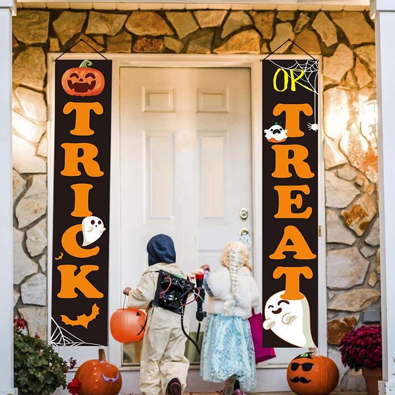 Halloween Banner Set Outdoor Signs Garden Front Door Hanging Decor Halloween Decorations - FaceSocksUSA