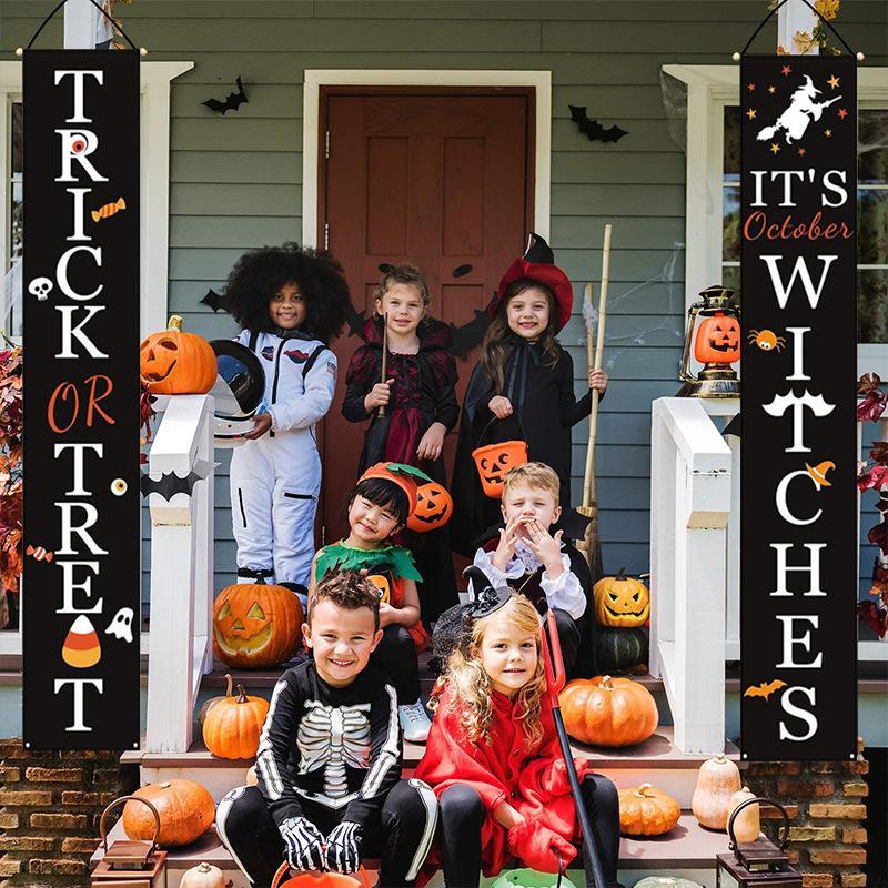 Halloween Decorations Outdoor Signs Garden Front Door Hanging Decor Halloween Banner Set - FaceSocksUSA