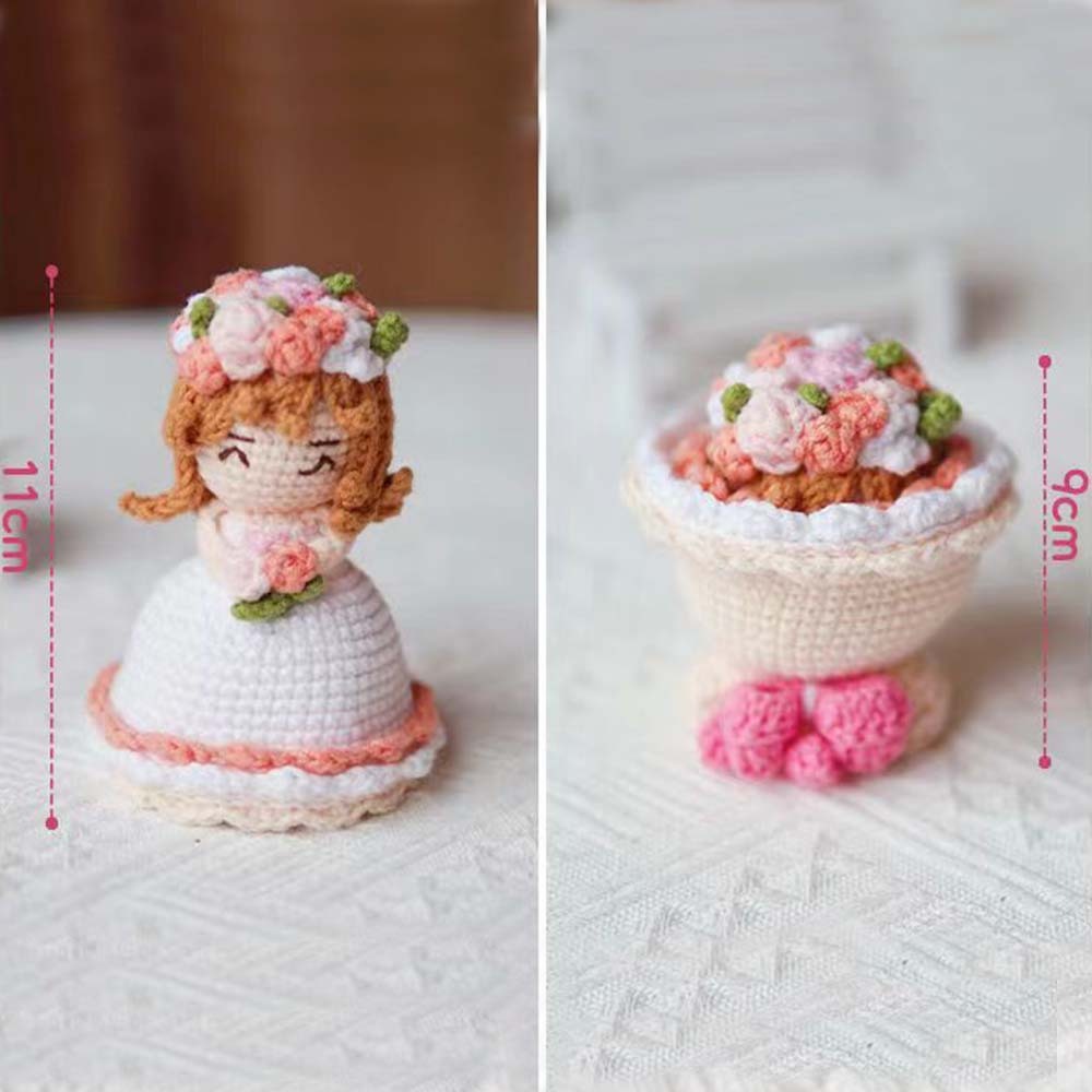 Crochet Doll Crossdressing Bride Flips Wedding Dress Bouquet	 - FaceSocksUSA