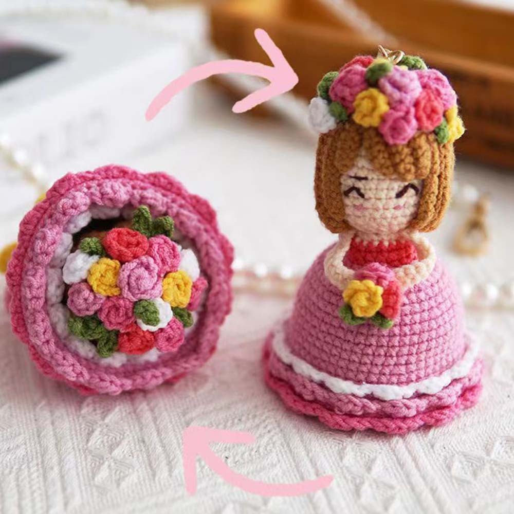 Crochet Doll Crossdressing Bride Flips Wedding Dress Bouquet	 - FaceSocksUSA