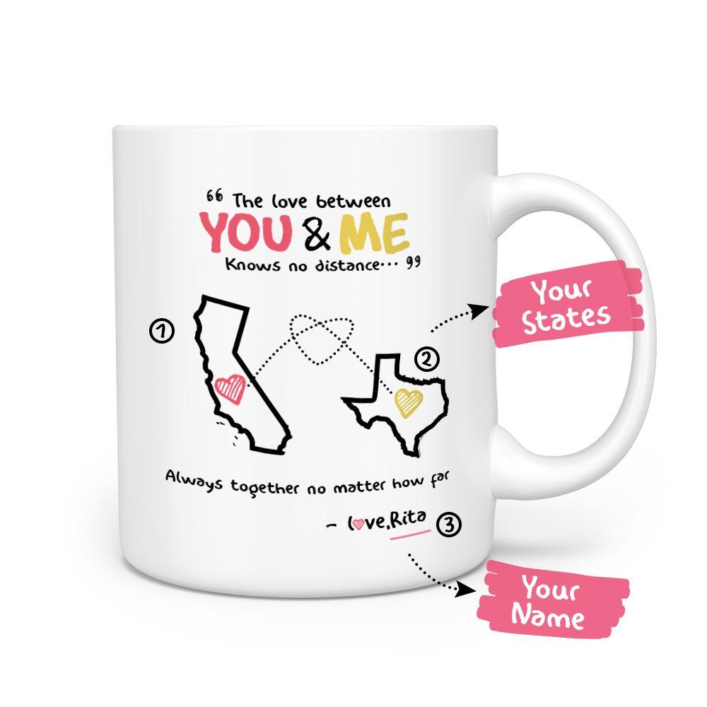 Personalized the love between you and me knows no distance mug-FaceSocksUSA